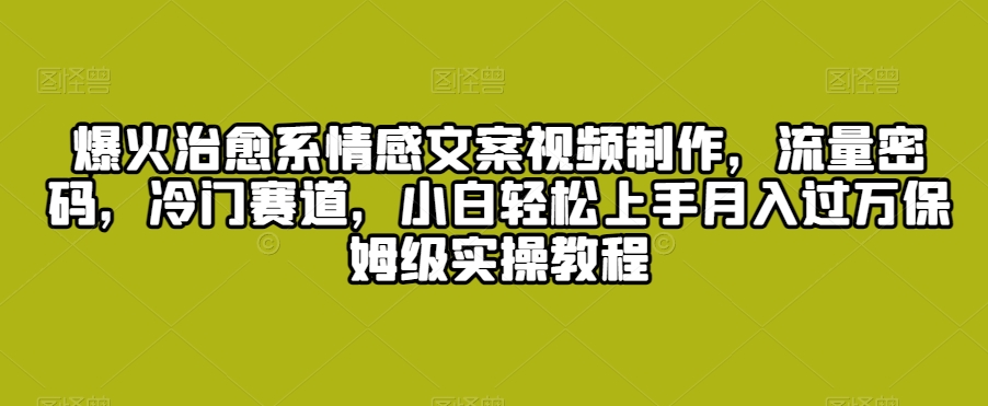 爆火治愈系情感文案视频制作，流量密码，冷门赛道，小白轻松上手月入过万保姆级实操教程【揭秘】-观智斋电商课程站