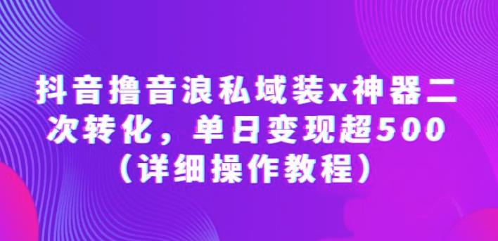 抖音撸音浪私域装x神器二次转化，单日变现超500（详细操作教程）【揭秘】-观智斋电商课程站