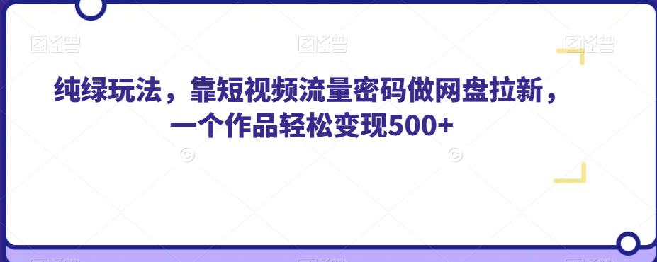 纯绿玩法，靠短视频流量密码做网盘拉新，一个作品轻松变现500+【揭秘】-观智斋电商课程站