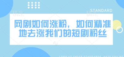 网剧如何涨粉，如何精准地去涨我们的短剧粉丝-观智斋电商课程站