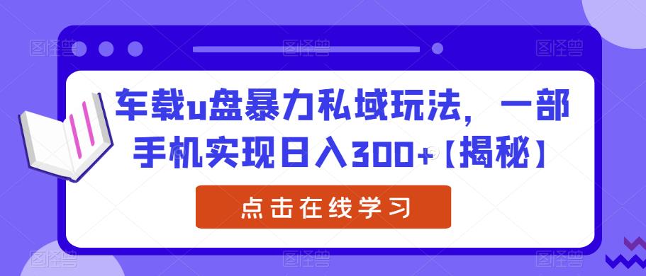 车载u盘暴力私域玩法，一部手机实现日入300+【揭秘】-观智斋电商课程站