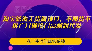 淘宝蓝海无货源项目，不囤货不推广只做冷门高利润代发，花一半时间赚10倍钱-观智斋电商课程站
