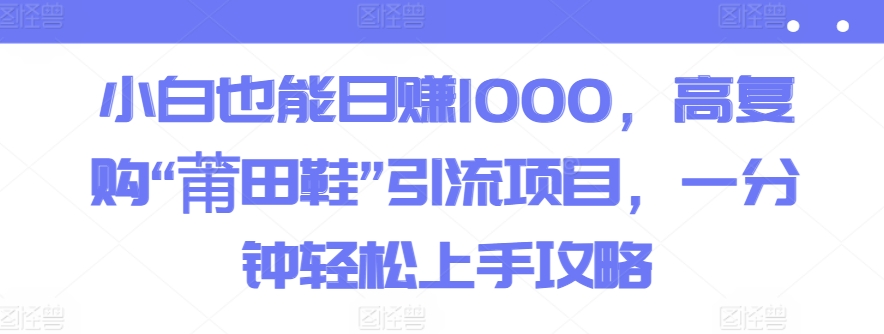小白也能日赚1000，高复购“莆田鞋”引流项目，一分钟轻松上手攻略-观智斋电商课程站