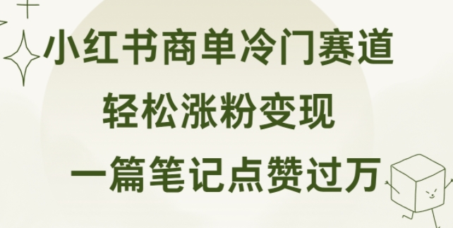 小红书商单冷门赛道 一篇笔记点赞过万 轻松涨粉变现-观智斋电商课程站