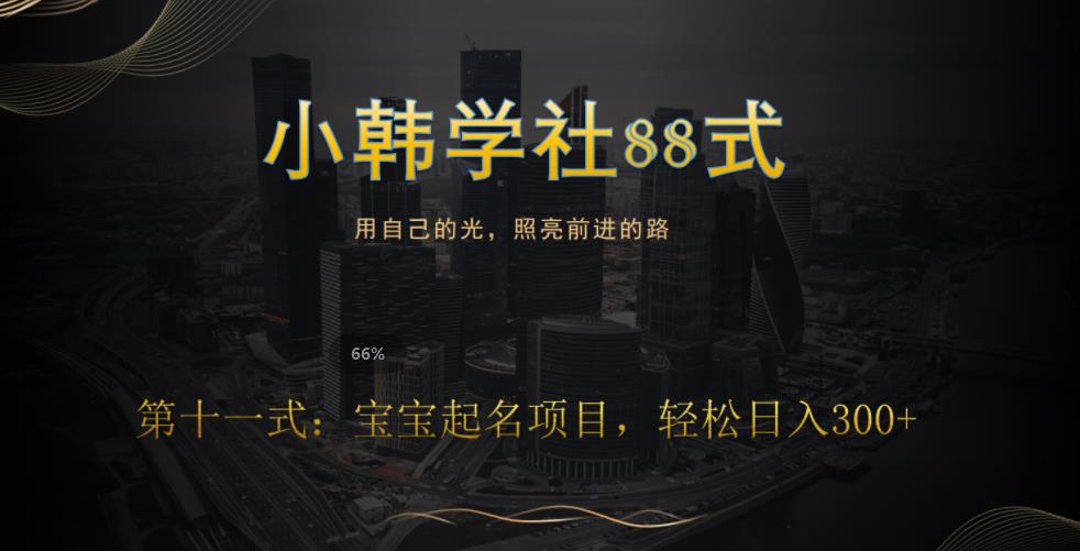 小韩学社88式第十一式：《宝宝起名》项目，轻松日入300+-观智斋电商课程站