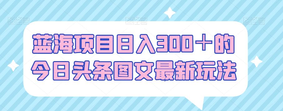 蓝海项目日入300＋的今日头条图文最新玩法-观智斋电商课程站