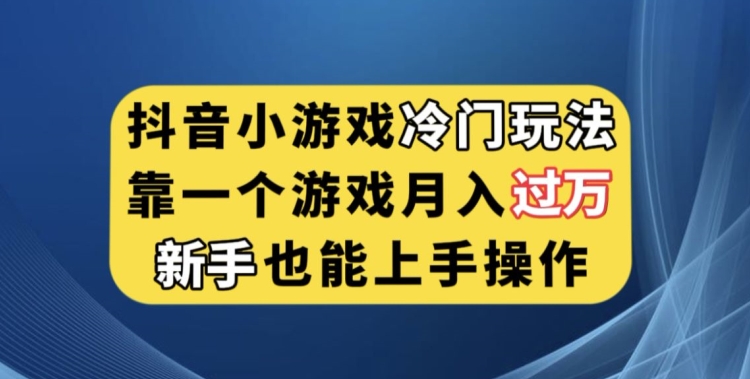 抖音小游戏冷门玩法，靠一个游戏月入过万，新手也能轻松上手【揭秘】-观智斋电商课程站