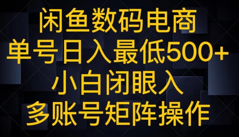 闲鱼数码电商，单号日入最低500+，小白闭眼入，多账号矩阵操作-观智斋电商课程站