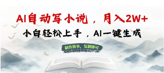 AI自动写小说，制作简单，复制即可，月入过W+，小白轻松上手，AI一键生成-观智斋电商课程站