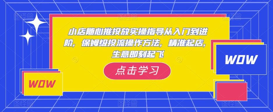 小店随心推投放实操指导从入门到进阶，保姆级投流操作方法，精准起店，生意即刻起飞-观智斋电商课程站