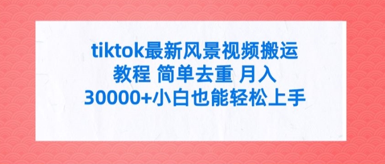 tiktok最新风景视频搬运教程 简单去重 月入3W+小白也能轻松上手【揭秘】-观智斋电商课程站