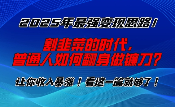 2025年最强变现思路，割韭菜的时代， 普通人如何翻身做镰刀？【揭秘】-观智斋电商课程站