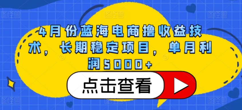 4月份蓝海电商撸收益技术，长期稳定项目，单月利润5000+【揭秘】-观智斋电商课程站