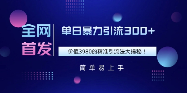 全网首发，价值3980单日暴力引流300+的精准引流法大揭秘-观智斋电商课程站