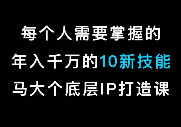 马大个的IP底层逻辑课，​每个人需要掌握的年入千万的10新技能，约会底层IP打造方法！-观智斋电商课程站