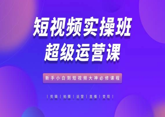 短视频实操班超级运营课，新手小白到短视频大神必修课程-观智斋电商课程站