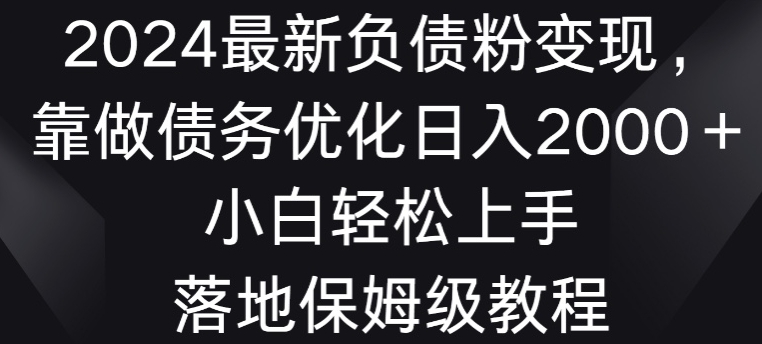 2024最新负债粉变现，靠做债务优化日入2000＋小白轻松上手-观智斋电商课程站