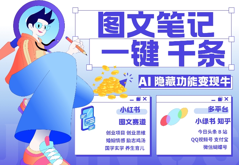 AI隐藏功能，秒生笔记，1分钟产出几千条，教你玩赚小红书小绿书图文引流，变现3w-观智斋电商课程站