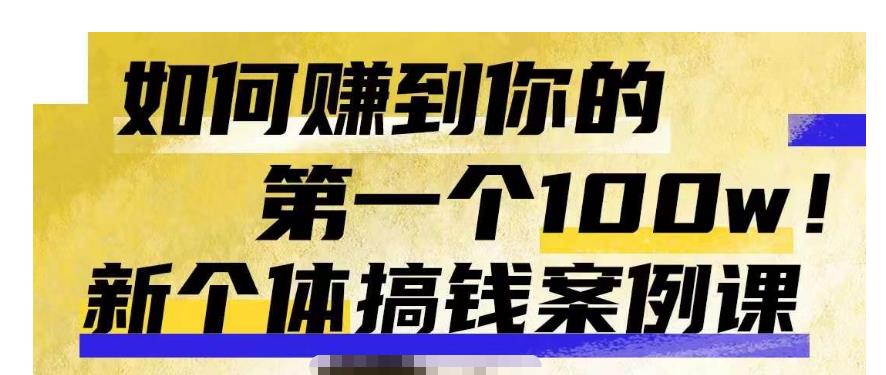 群响新个体‮钱搞‬案例库，可‮直以‬接抄作业的新‮体个‬搞钱案例库，如何赚到你的第一个100w-观智斋电商课程站