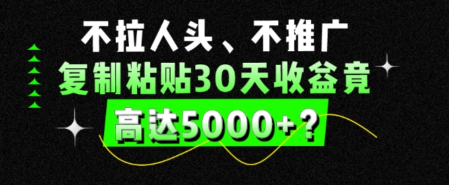 不拉人头、不推广，复制粘贴30天收益竟高达5000+？-观智斋电商课程站