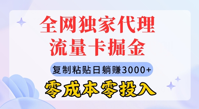 全网独家代理流量卡掘金，复制粘贴，零成本零投入，新手小白有手就行-观智斋电商课程站