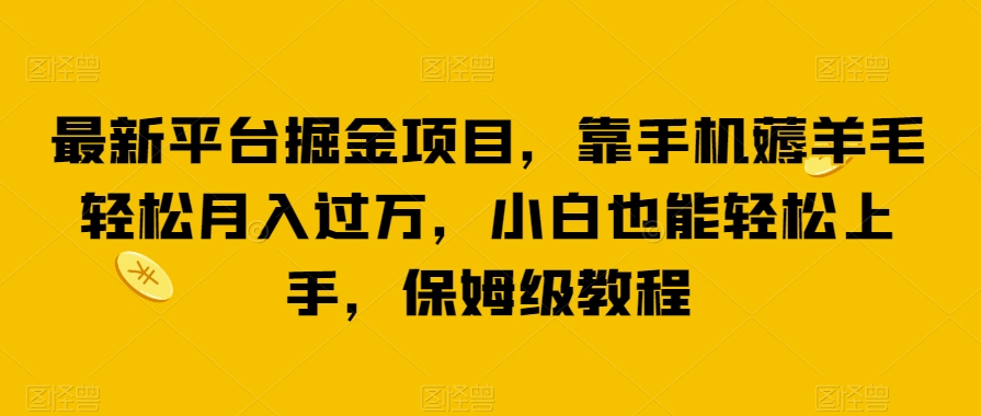 最新平台掘金项目，靠手机薅羊毛轻松月入过万，小白也能轻松上手，保姆级教程【揭秘】-观智斋电商课程站