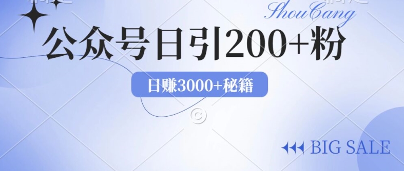 2024年用AI洗稿公众号日引流200+创业粉-观智斋电商课程站
