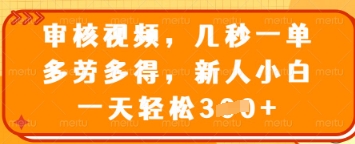 审核视频，几秒一单，多劳多得，新人小白一天轻松3张【揭秘】-观智斋电商课程站