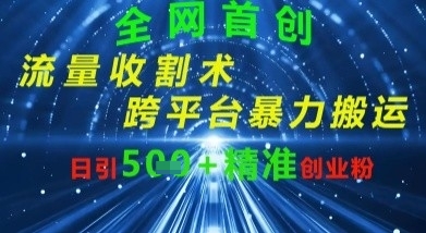 全网流量收割术：跨平台暴力搬运，日引500+精准创业粉-观智斋电商课程站