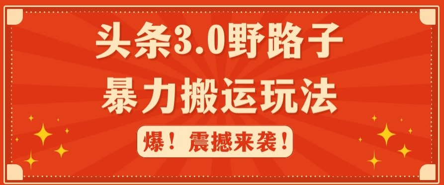 头条3.0野路子全新玩法，轻松过原创，日入500+-观智斋电商课程站