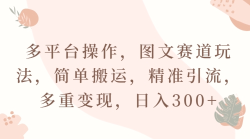 多平台操作，图文赛道玩法，简单搬运，精准引流，多重变现，日入300+-观智斋电商课程站