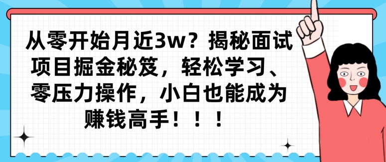 从零开始月近3w？揭秘面试项目掘金秘笈，轻松学习、零压力操作，小白也能成为赚钱高手-观智斋电商课程站