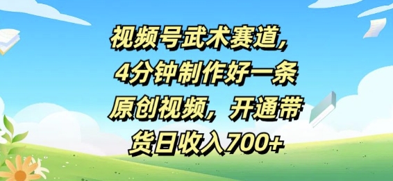 视频号武术赛道，4分钟制作好一条原创视频，开通带货日收入几张-观智斋电商课程站