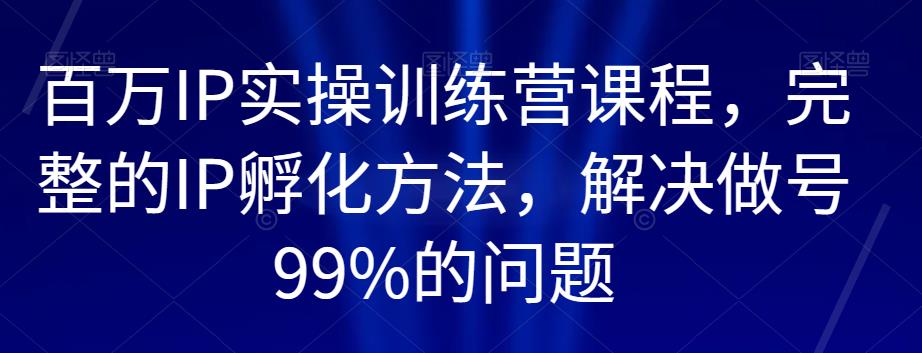 百万IP实操训练营课程，完整的IP孵化方法，解决做号99%的问题-观智斋电商课程站