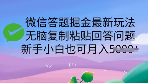 微信答题掘金最新玩法，无脑复制粘贴回答问题，新手小白也可月入5k-观智斋电商课程站