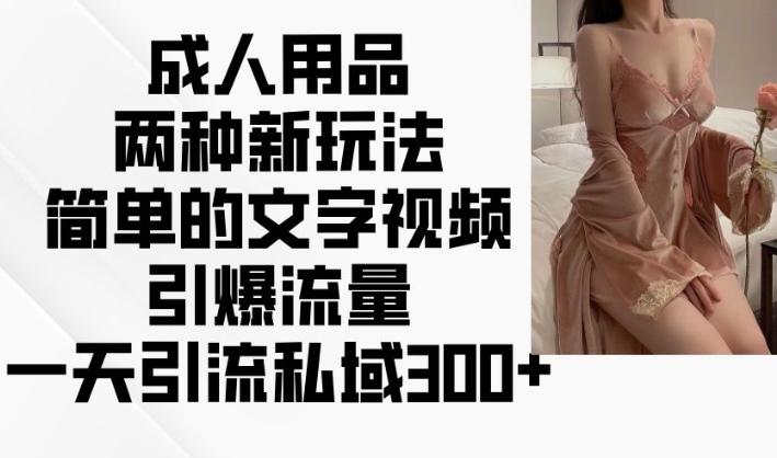 成人用品两种新玩法，简单的文字视频引爆流量，一天引流私域300+-观智斋电商课程站