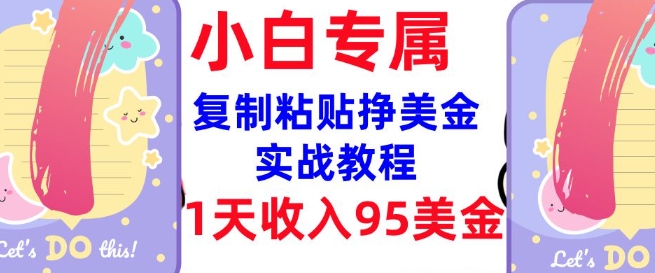 复制粘贴挣美金，0门槛，1天收入95美刀，3分钟学会，内部教程(首次公开)-观智斋电商课程站