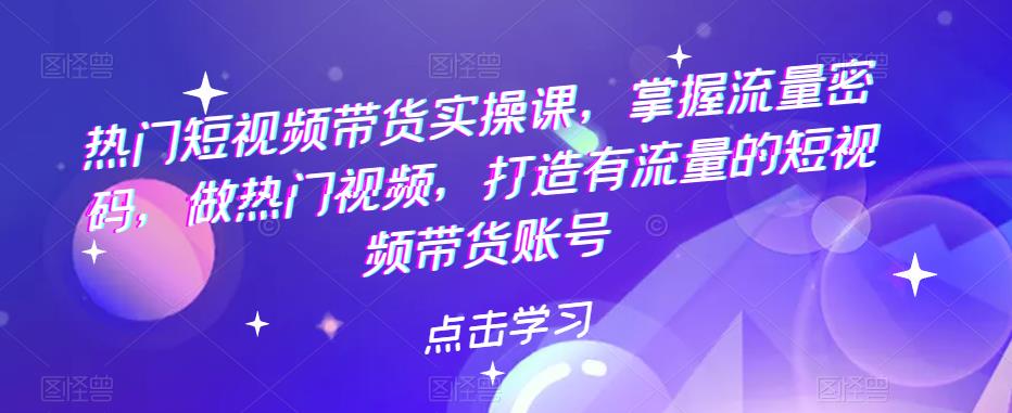热门短视频带货实操课，掌握流量密码，做热门视频，打造有流量的短视频带货账号-观智斋电商课程站