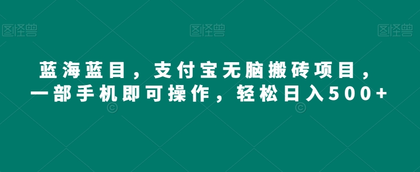 蓝海蓝目，支付宝无脑搬砖项目，一部手机即可操作，轻松日入500+-观智斋电商课程站
