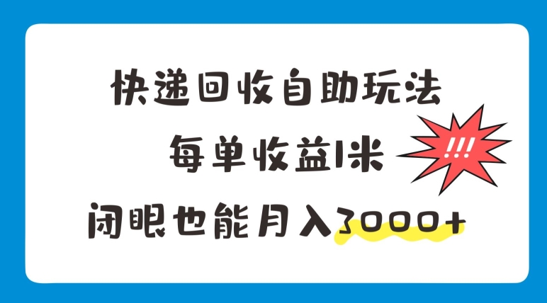 快递回收自助玩法，每单收益1米，闭眼也能月入3000+-观智斋电商课程站