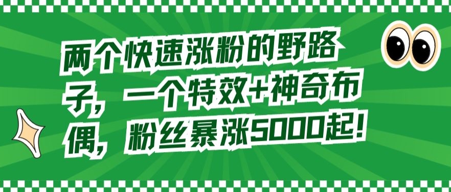 两个快速涨粉的野路子，一个特效+神奇布偶，粉丝暴涨5000起【揭秘】-观智斋电商课程站
