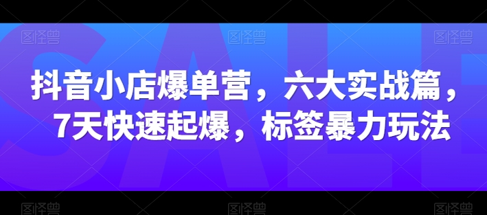 抖音小店爆单营，六大实战篇，7天快速起爆，标签暴力玩法-观智斋电商课程站