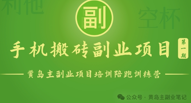 手机搬砖小副业项目训练营1.0，实测1小时收益50+，一部手机轻松日入100+-观智斋电商课程站