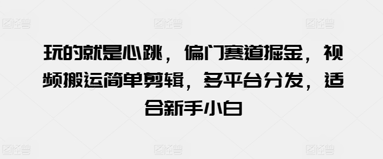 玩的就是心跳，偏门赛道掘金，视频搬运简单剪辑，多平台分发，适合新手小白【揭秘】-观智斋电商课程站