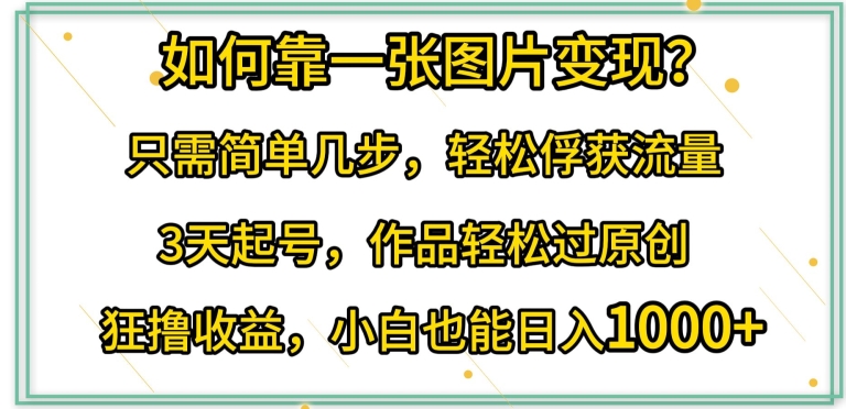 如何靠一张图片变现?只需简单几步，轻松俘获流量，3天起号，作品轻松过原创【揭秘】-观智斋电商课程站