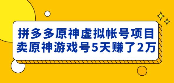 外面卖2980的拼多多原神虚拟帐号项目：卖原神游戏号5天赚了2万-观智斋电商课程站