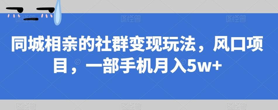 同城相亲的社群变现玩法，风口项目，一部手机月入5w+【揭秘】-观智斋电商课程站