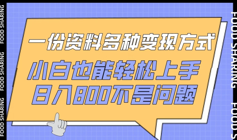 一份资料多种变现方式，小白也能轻松上手，日入800不是问题【揭秘】-观智斋电商课程站