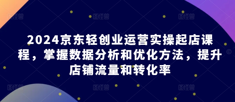 2024京东轻创业运营实操起店课程，掌握数据分析和优化方法，提升店铺流量和转化率-观智斋电商课程站