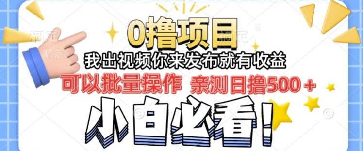 我出视频你直接领取发布就有收益日入几张的0撸项目，速度搞-观智斋电商课程站